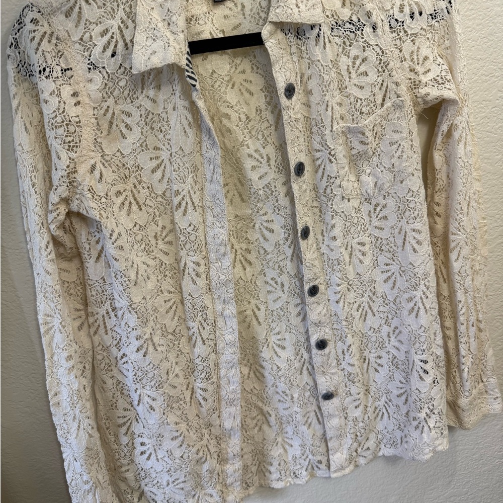 Volcom Cream Lace Button-Down Shirt